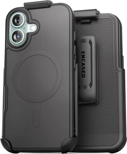 Vista 10 de Encased SlimShield para iPhone 14 Funda con Clip para Cinturón con Soporte para Teléfono (Compatible con MagSafe) Negro Mate (iPhone 14)