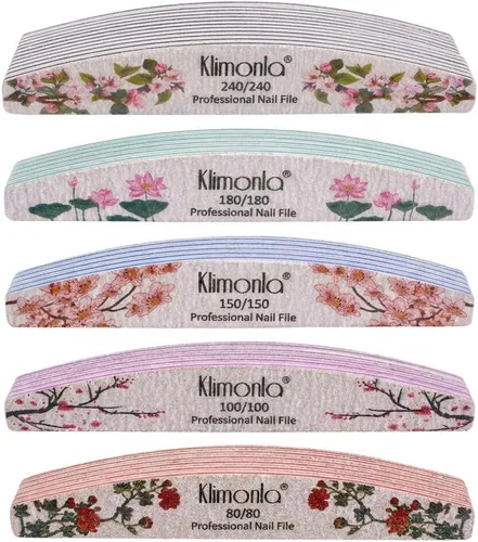 Vista 8 de 25 limas de uñas profesionales de media luna, grano 100/100 de doble cara, herramientas reutilizables para limar uñas naturales y acrílicas