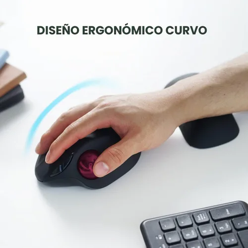 Vista 2 de Perixx 11568 Perimice-717 - Ratón inalámbrico de Trackball, Trackball integrado de 1.34 pulgadas con función de señalización, 5 botones