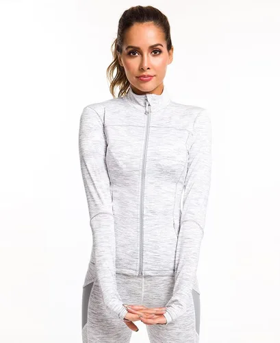 Vista 4 de QUEENIEKE Chaquetas de correr para mujer con cremallera, chaquetas atléticas ajustadas para entrenamiento, gimnasio, yoga, pista, con bolsillos