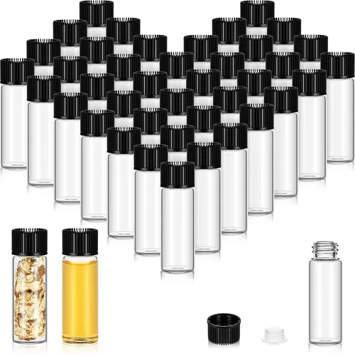 Vista 10 de Lallisa - 200 frascos de vidrio de 0.2 fl oz con tapas de rosca, botellas de vidrio pequeñas a prueba de fugas a granel, mini viales de muestra