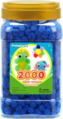 Vista 43 de Praisebank Pompones Negros - 2000 piezas, 1cm, Ideales para Artes y Manualidades, Bolas de Pompón en Frasco