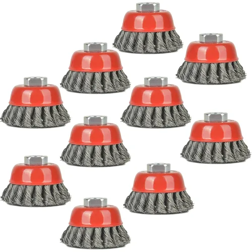 Vista 19 de A A IN Paquete de 2 ruedas de alambre para amoladora angular, cepillo de rueda de alambre de 3 pulgadas con eje roscado de 5/8"-11 para amoladora
