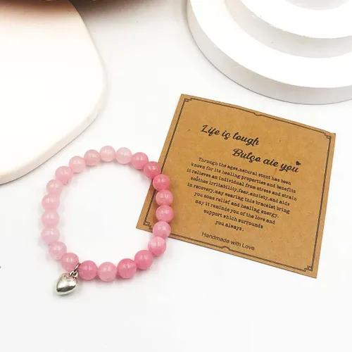 Vista 6 de Pulsera de regalo con texto en inglés "Get Well Soon" (0.315 in), pulseras curativas de piedra natural, hechas a mano, Life is Tough But So Are You