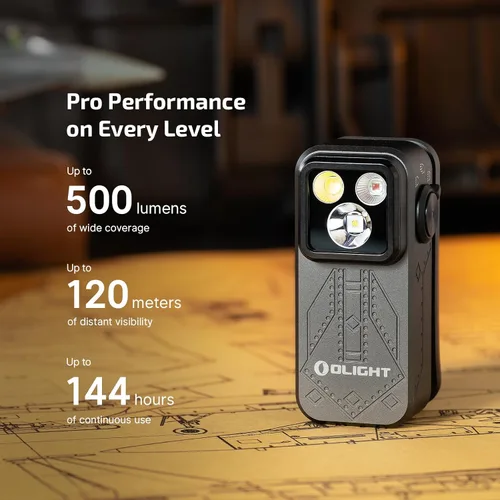 Vista 3 de OLIGHT Oclip Pro linterna EDC con clip, recargable de 500 lúmenes con tres soluciones de iluminación, carga tipo C, luces magnéticas
