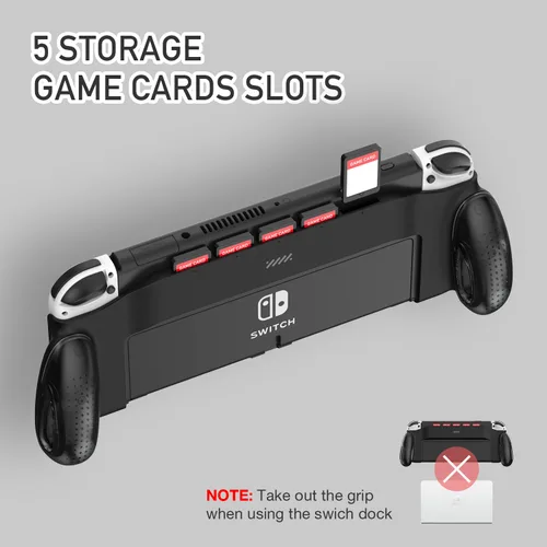 Vista 6 de POWNEW Grip Case Compatible with Nintendo Switch & OLED, Ergonomic HandheldGrips with 5 Game Slots for Nintendo Switch OLED & Regular