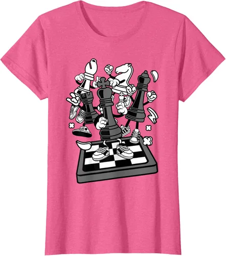 Vista 64 de Figura cómica Camiseta de tablero de ajedrez jugador de ajedrez Azul Marino