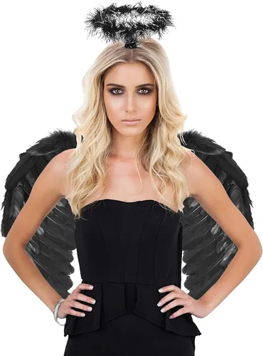 Vista 5 de Toffos Angel Wings for Adult Costume with Halo Headband for Women, Girls Costume Accessories for Halloween Xmas Party
