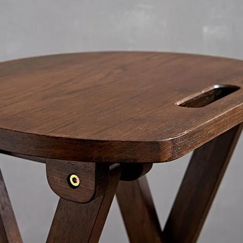 Vista 5 de Taburete plegable de 24 pulgadas, taburete de madera para mostrador de madera, taburetes de bar altos de bambú portátiles con asa, silla plegable