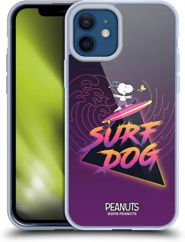 Vista 197 de Head Case Designs Funda de gel suave con licencia oficial de Peanuts Tropical Surf Snoopy Aloha Disco compatible con Apple iPhone 13 Mini Surf