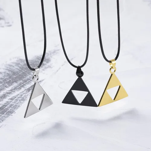 Vista 5 de Winssigma Anillo trifuerza de la leyenda de Zelda, collar con símbolo de Zelda, joyería de cosplay para fanáticos, Metal, No es una piedra preciosa