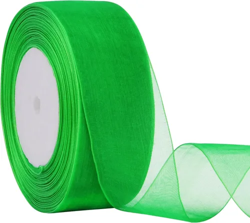 Vista 17 de Hapeper Cinta de organza transparente de 1 1/2 pulgadas, 50 yardas/rollo (negro)