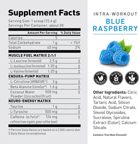 Vista 6 de Kaged Polvo intraentrenamiento In-Kaged BCAAs, L-citrulina y beta-alanina para resistencia 124 mg PurCaf orgánico PurCaf Agua en polvo de coco 20