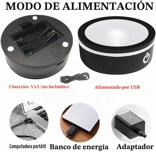Vista 4 de Base de luz LED antideslizante redonda soporte de exhibición en una variedad de colores, adecuado para obras de arte esféricas de cristal