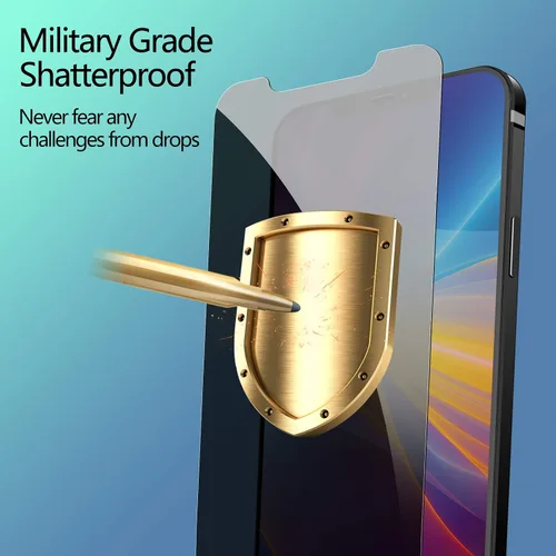 Vista 2 de Paquete de 2 protectores de pantalla de privacidad para iPhone 12 Pro Max, protector de pantalla de vidrio templado antiespía, sensible al tacto