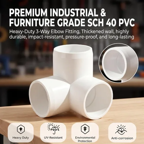 Vista 3 de Paquete de 6 accesorios de PVC de 1-1/2 "Codo de salida lateral de 3 vías 3 vías de tubería de PVC SCH40 grado de salida lateral Tees 90 grados