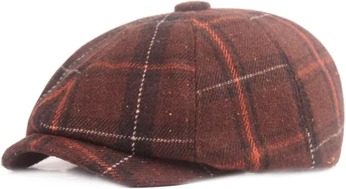 Vista 11 de Reyox Gorra unisex de algodón Newsboy 8 Panel Sombrero Cabbie Flat Cap Púrpura (Plaid Purple)