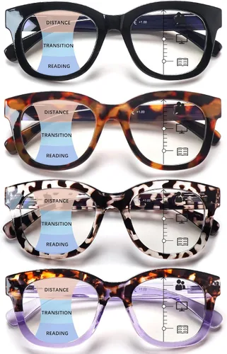Vista 9 de Lentes de lectura progresivas con multienfoque estilo Oprah para mujeres, lectores de computadora con bloqueo de luz azul y bisagra de resorte