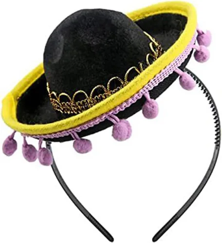 Vista 8 de NUEAYMS Sombrero con diadema para festivales mexicanos, accesorios de fotografía para adultos y niños, fiesta de carnavales, disfraz