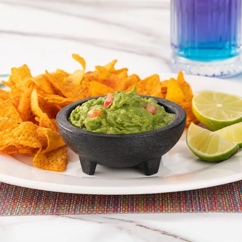 Vista 7 de Restaurantware -Cuenco para salsa de 4 onzas, 1 cuenco Molcajete de diseño de 3 patas, apto para microondas, lavavajillas, recipiente de plástico
