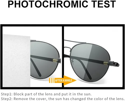 Vista 3 de TJUTR Gafas de sol fotocromáticas piloto para hombres con lente polarizada para conducir protección UV400 reduce el deslumbramiento