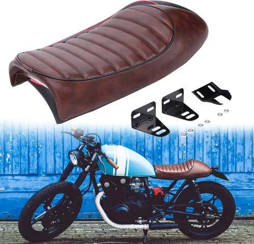Vista 10 de DREAMIZER Asiento vintage para motocicleta Cafe Racer de Cuero PU compatible con Suzuki KZ400 KZ650 KZ750 TU250X GS450 GS750 GS1100 R75 R90 XJ550