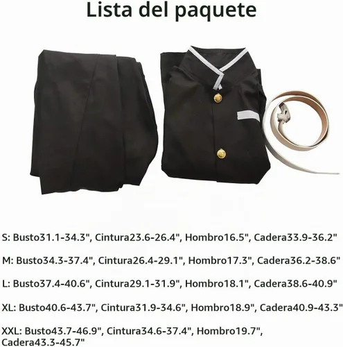 Vista 5 de CR ROLECOS - Disfraz de cosplay de Tanjirou, Zenitsu y Giyuu para anime, kimono de cosplay Negro
