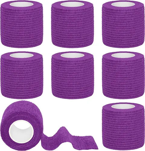 Vista 15 de Tindobewan Envoltura de vendaje autoadhesiva, 1 pulgada, 8 rollos, color negro Vendaje cohesivo transpirable Vet Tape Vendaje adhesivo elástico