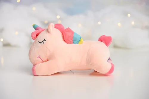 Vista 3 de Unicornio arcoíris de felpa rosa personalizado hecho a mano - Regalo personalizable