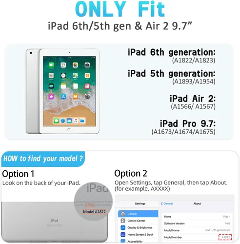 Vista 2 de AVAWO funda para iPad 9.7" 2017, para niños., Negro