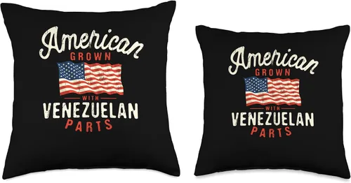 Vista 3 de Patriotism Race Venezuela American Flag American Grown with Venezuelan Parts - Almohada patriótica de nacionalidad, 16 x 16 pulgadas, multicolor