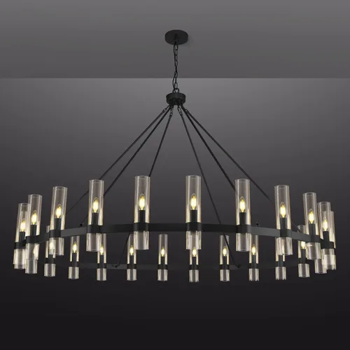 Vista 18 de Candelabro de 12 Luces de Latón Redondo 36" Candelabros de Rueda de Vagón de 91 cm para Fijo de Iluminación de Comedor Tubo de Vidrio Transparente