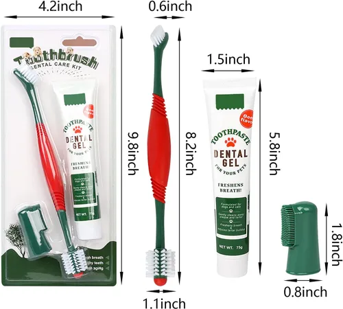 Vista 9 de Kit de pasta de dientes para mascotas, limpieza de dientes de perro, limpieza de dientes de gato, kit de cuidado dental para mascotas, reduce
