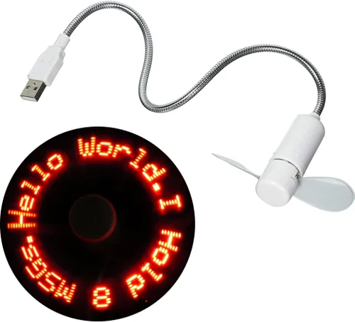 Vista 8 de PowerTRC Ventilador de mensajes programable LED con dibujo personalizado, alimentado por USB (LED azul)