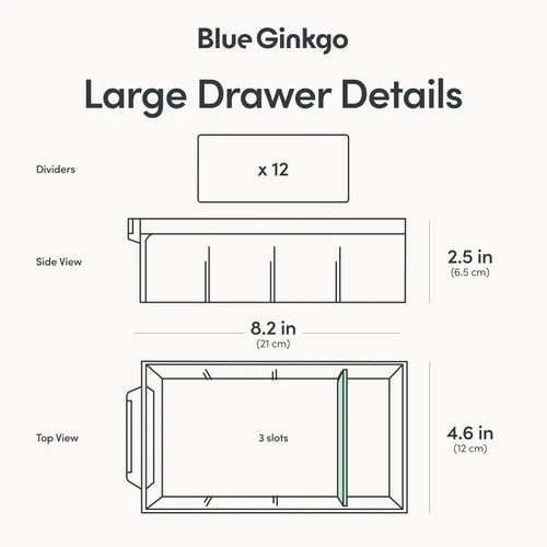 Vista 4 de Blue Ginkgo Gabinete grande de 12 cajones, organizador transparente apilable para hardware, cuentas, ladrillos de plástico, oficina y almacenamiento