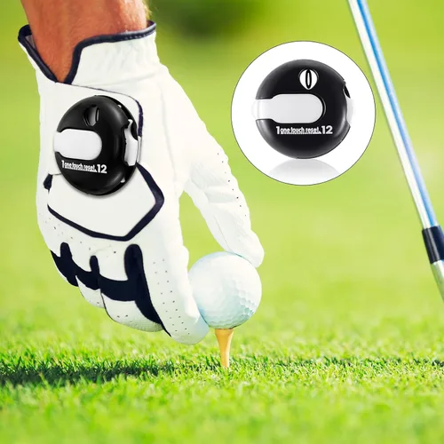 Vista 7 de Frienda Contador de puntuación de golf - Minicontador de golpes de golf con un solo toque de reinicio y simple accesorio para el guante del anotador
