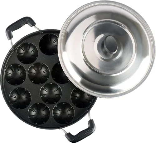 Vista 4 de Sumeet 3Mm Antiadherente Appam Patra 12Pc Con Asa Y Tapa