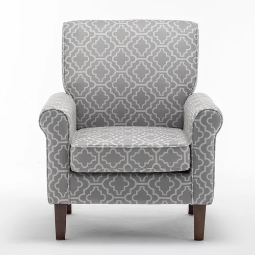 Vista 9 de Container Furniture Direct Sillón clásico con marco de madera de abedul y cómodos reposabrazos enrollados, sillones para sala de estar, dormitorio