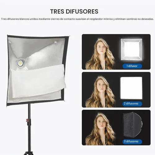 Vista 7 de WELLMAKING Caja de luz rectangular de 23.6 x 35.4 in/23.6 x 35.4 pulgadas, caja suave de estudio con difusores/rejilla de panal/bolsa, compatible