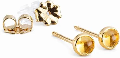 Vista 35 de Juego de aretes pequeños de oro con bisel, bola para cartílago, tragus, hélice, múltiples joyas hipoalergénicas de piedra natal para mujer