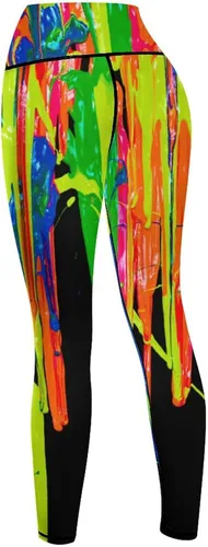 Vista 7 de Rainbow Watercolor Workout Leggings for Women High Waisted Tummy Control Yoga Pants