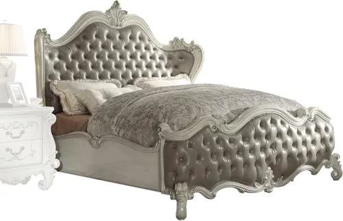 Vista 9 de Acme Cama con paneles de madera tamaño King Versalles en roble cereza roble cerezo