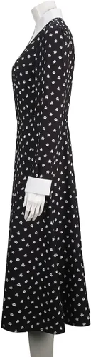 Vista 5 de FOGHORN Wednesday Addams Costume for Adult Women Kids Girls Long Sleeve Peter Pan Collar Black Dress Halloween Night Costume