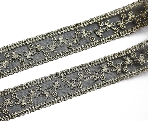 Vista 3 de FQTANJU Cinta de encaje de 10 yardas, cordón de costura con bordado de hilo dorado para costura, fabricación de ropa de manualidades, envoltura