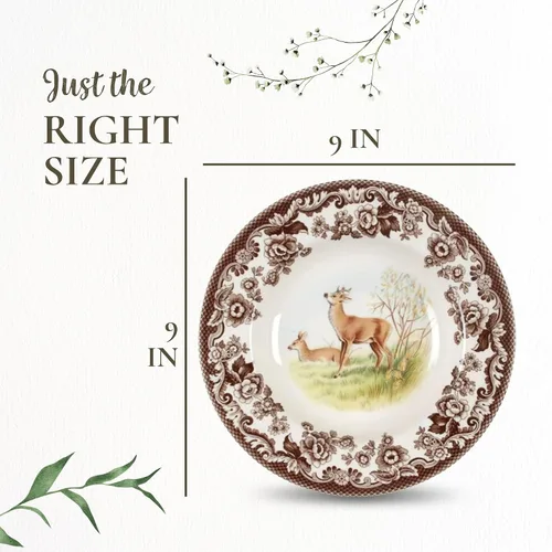Vista 2 de Spode Plato de sopa de ciervos Woodland American Wildlife