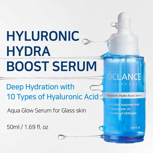 Vista 2 de Hyaluronic Hydra Boost - Suero con 10 ácidos hialurónicos, niacinamida, pantenol, ligero, hidratante para una piel brillante, no graso, sin