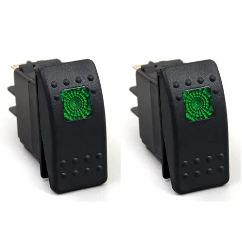 Vista 10 de Amarine Made 12v 20 Amp Impermeable LED On/Off Boat Marine SPST 3P Interruptor basculante con luz (verde)