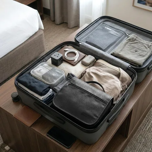 Vista 6 de PAVILIA Neceser colgante para mujeres y hombres, organizador de cosméticos plegable, bolsa de viaje, bolsa de maquillaje resistente al agua