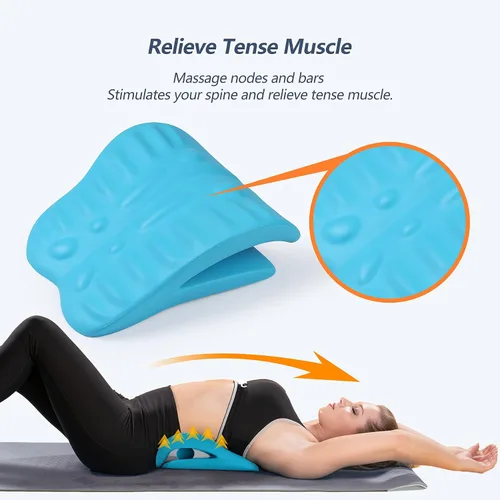 Vista 5 de RESTCLOUD Camilla de espalda para aliviar el dolor de espalda, cojín de estiramiento de espalda, almohada de apoyo lumbar crónica que ayuda