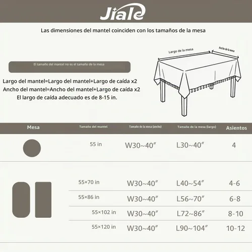 Vista 2 de JIALE - Manteles para mesas rectangulares, mantel de lino de algodón impermeable sin arrugas para mesas de comedor de granja, manteles de tela suave